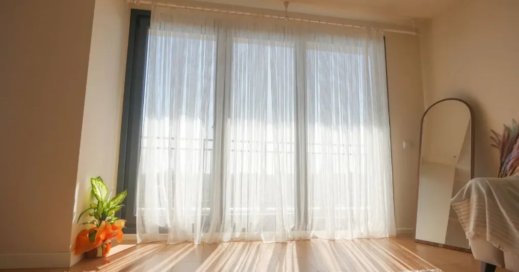 白いカーテンが揺れる静かな室内